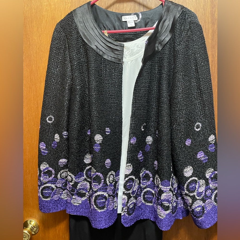 RAFAEL Elegant Black and Purple Cardigan